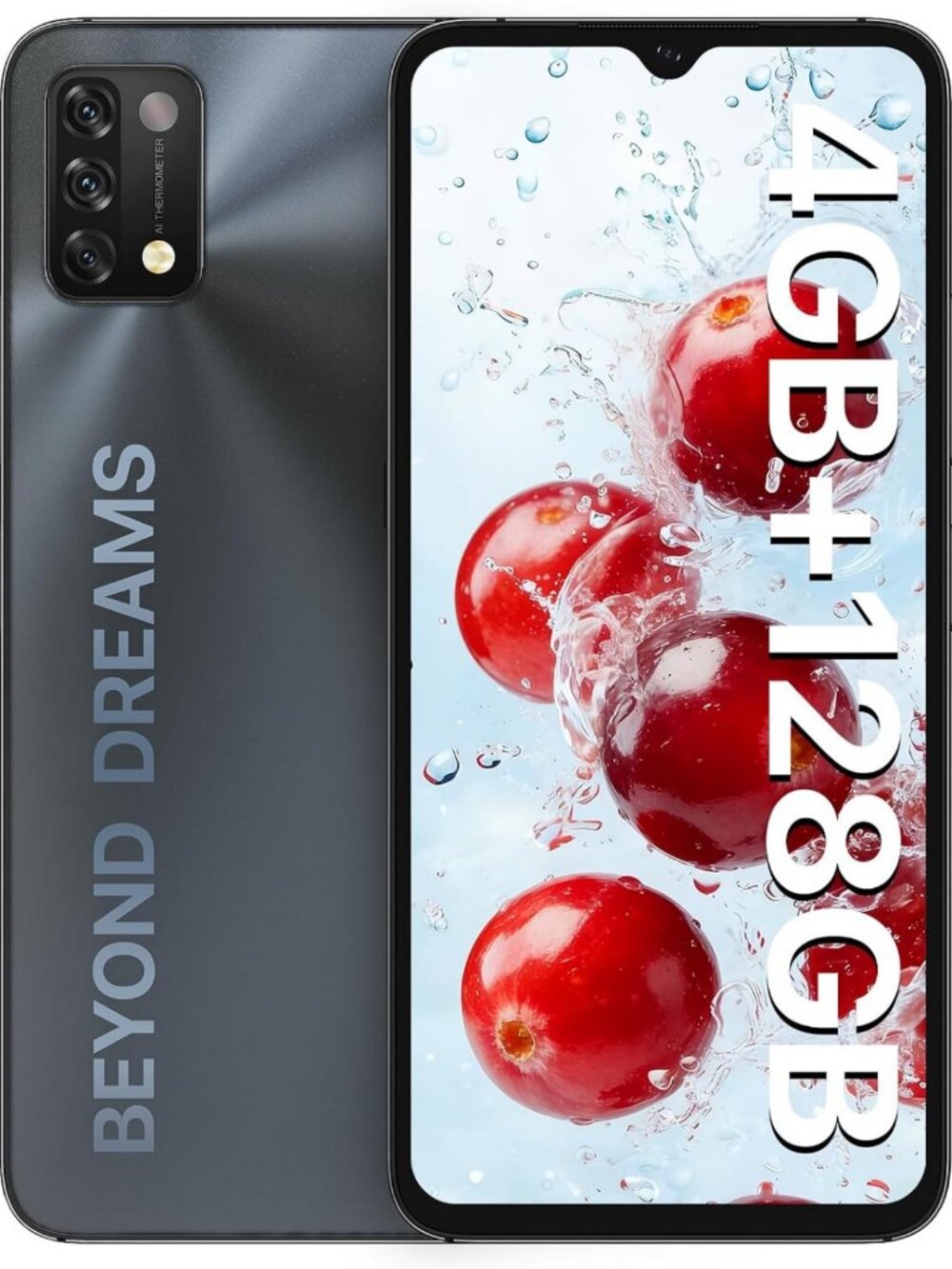 Unlocked 6.53" HD+ Smartphone, 4GB RAM, 128GB Storage, 256GB Expandable, Dual
